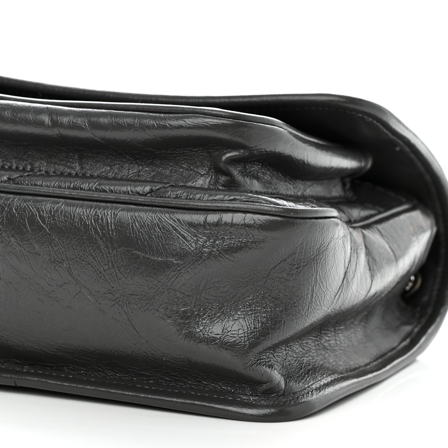 Crinkled Calfskin Matelasse Monogram Baby Niki Chain Satchel Storm