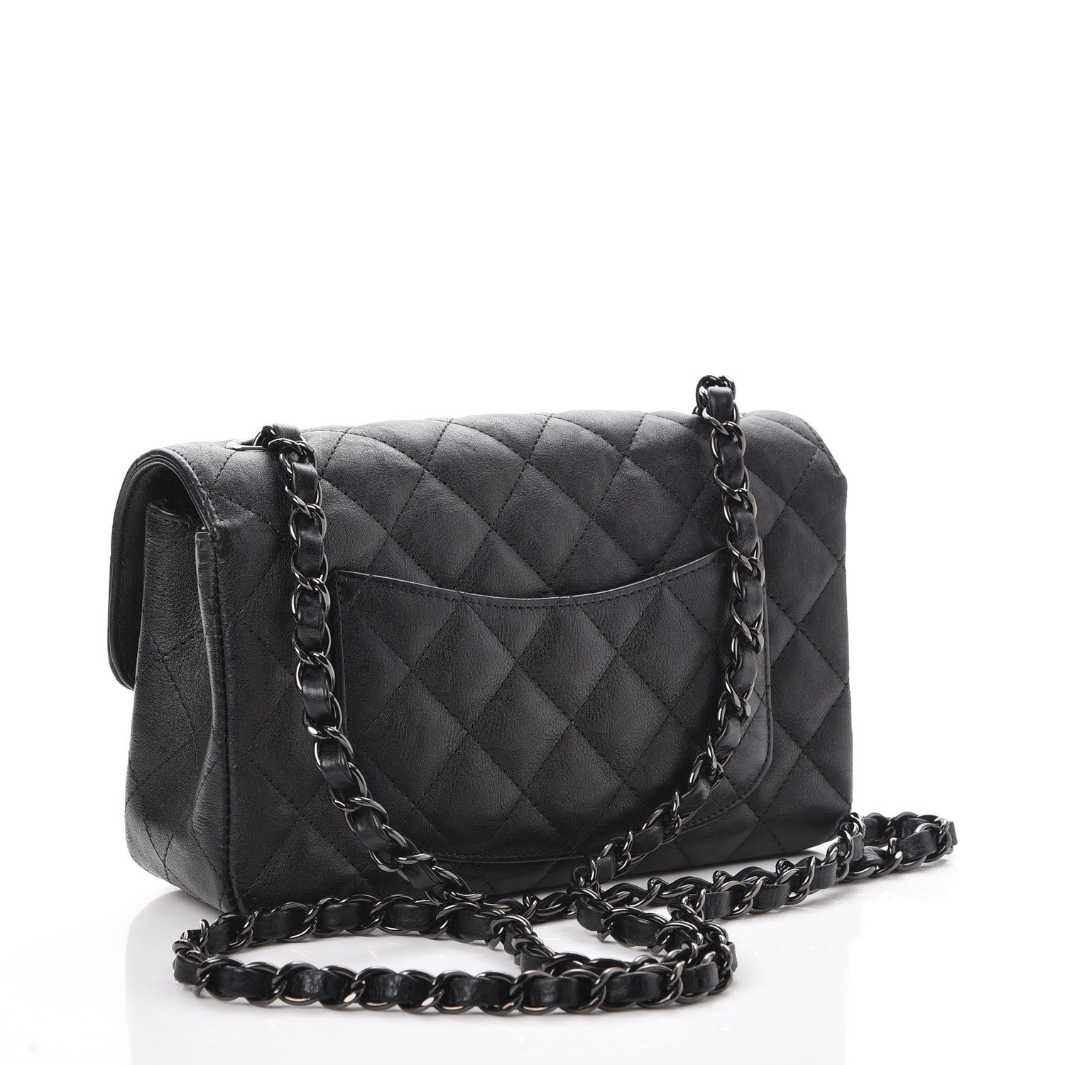 Chanel Crumpled Calfskin Quilted Mini Rectangular Flap So Black 3 of 10