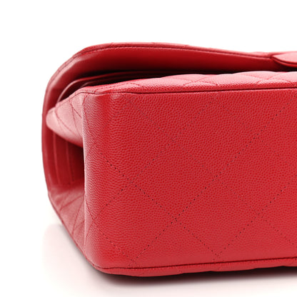 Chanel Caviar Quilted Jumbo Double Flap Red 9 of 10