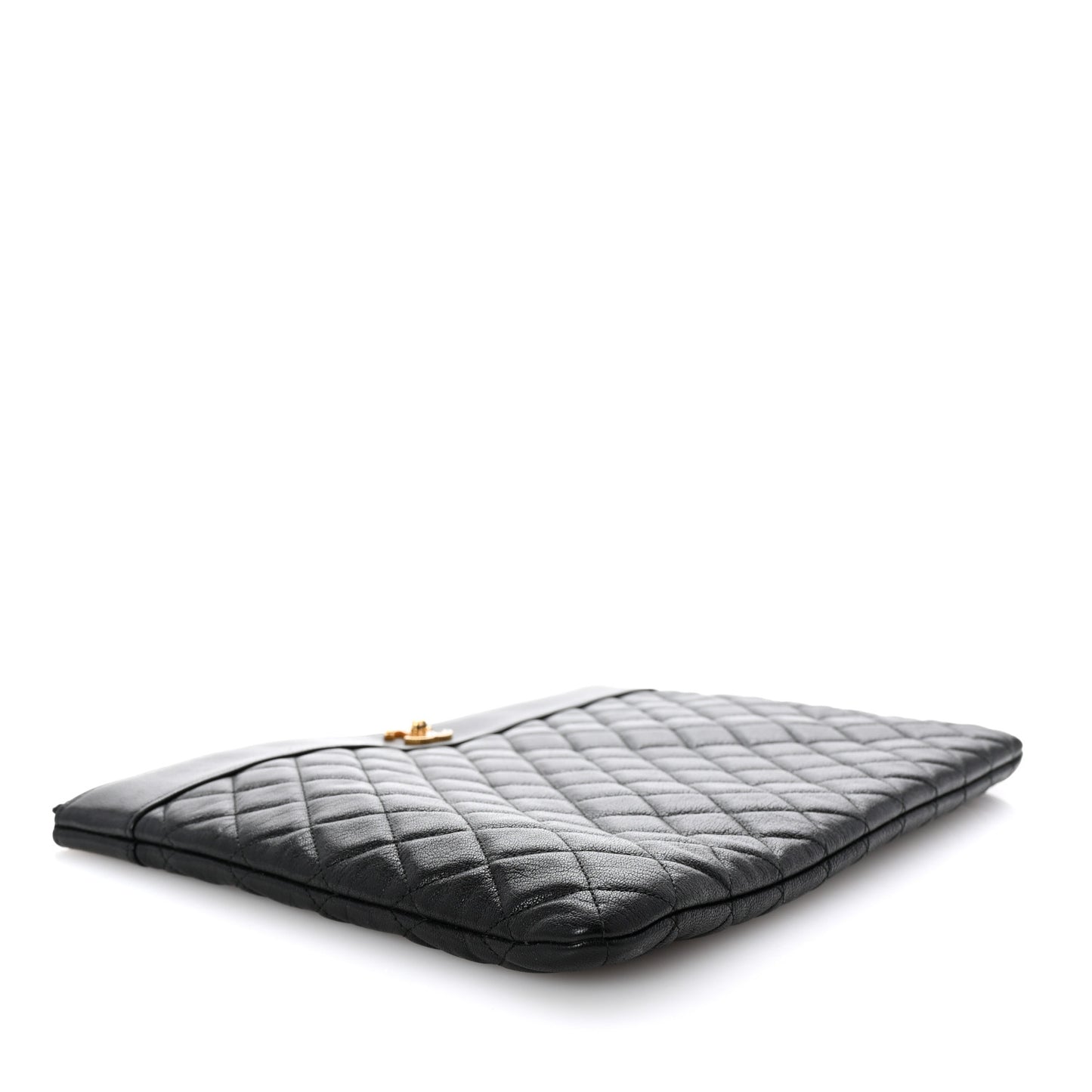 Sheepskin Quilted Large Vintage Mademoiselle Cosmetic Case Black
