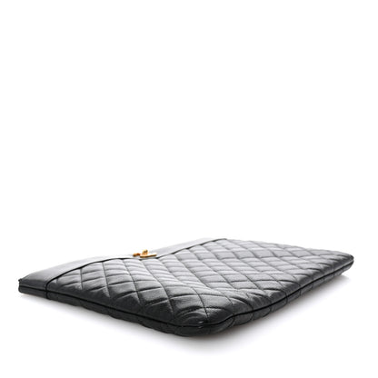 Chanel Sheepskin Quilted Large Vintage Mademoiselle Cosmetic Case Black 4 of 6