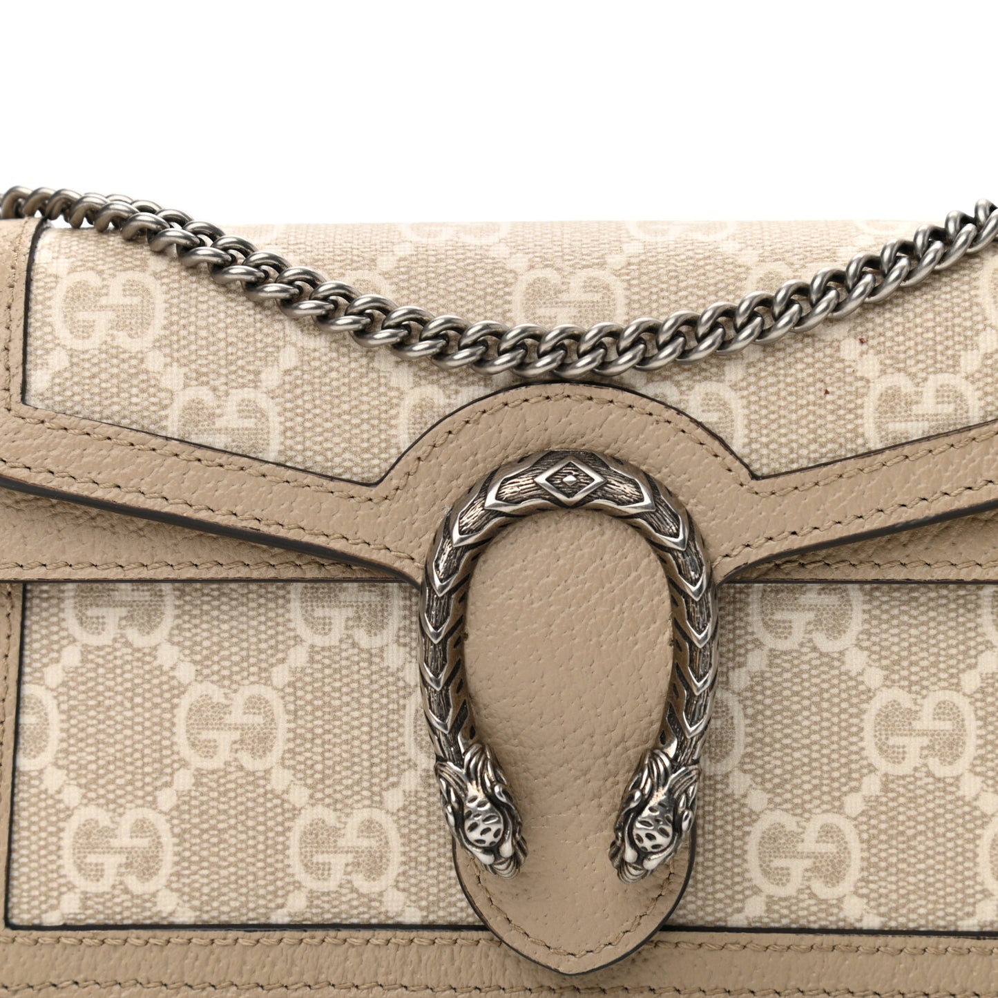 GG Supreme Monogram Textured Dollar Calfskin Super Mini Dionysus Shoulder Bag Beige Mystic White Oatmeal