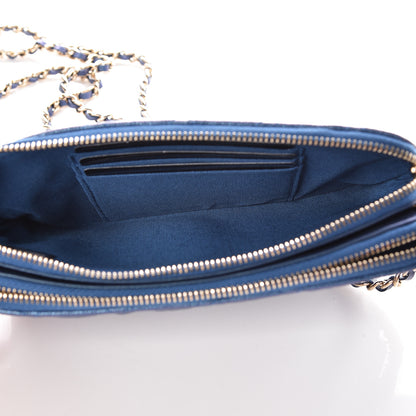 Chanel Iridescent Caviar Quilted Clutch With Chain Dark Blue 6 of 13
