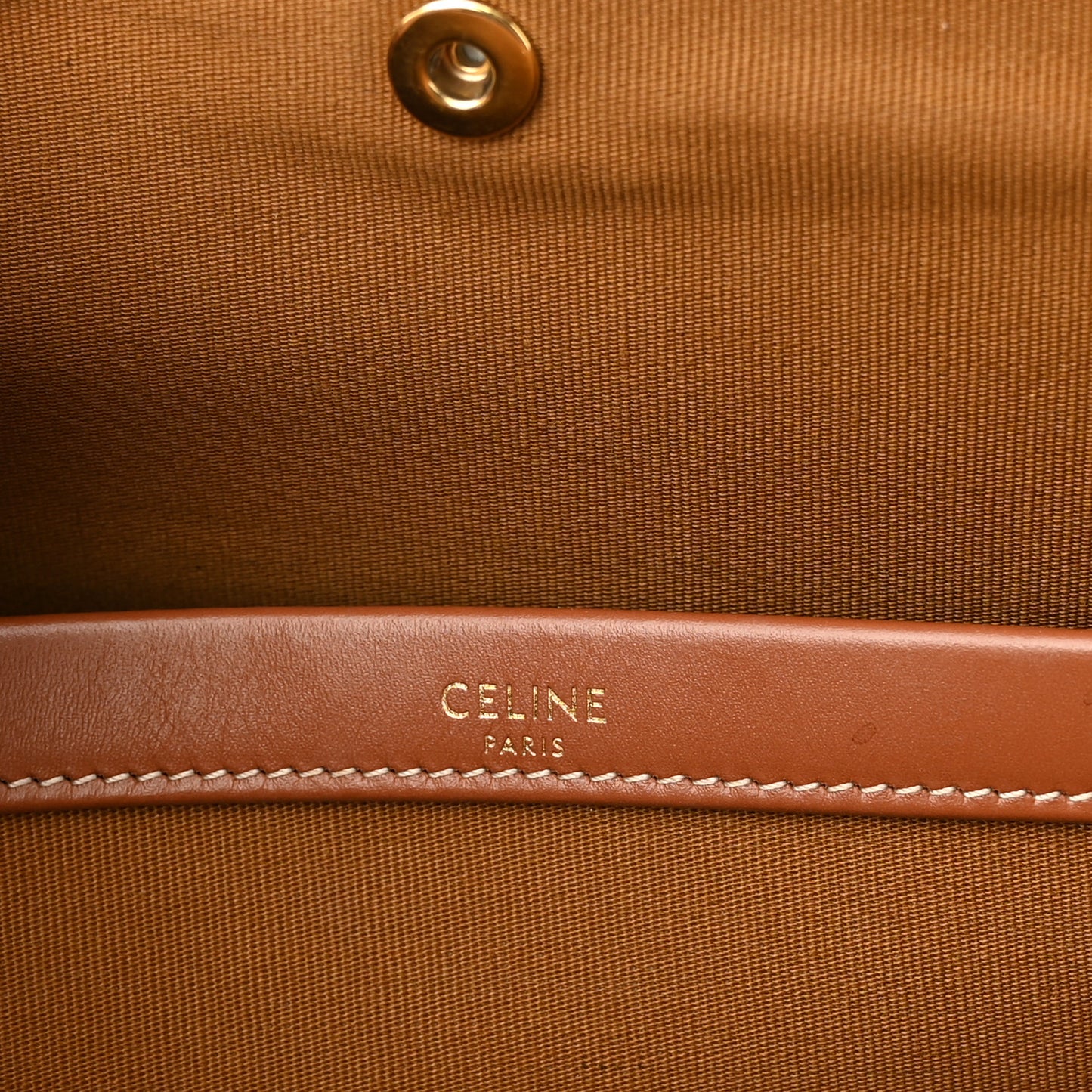 Triomphe Canvas Calfskin Mini Horizontal Cabas Tan