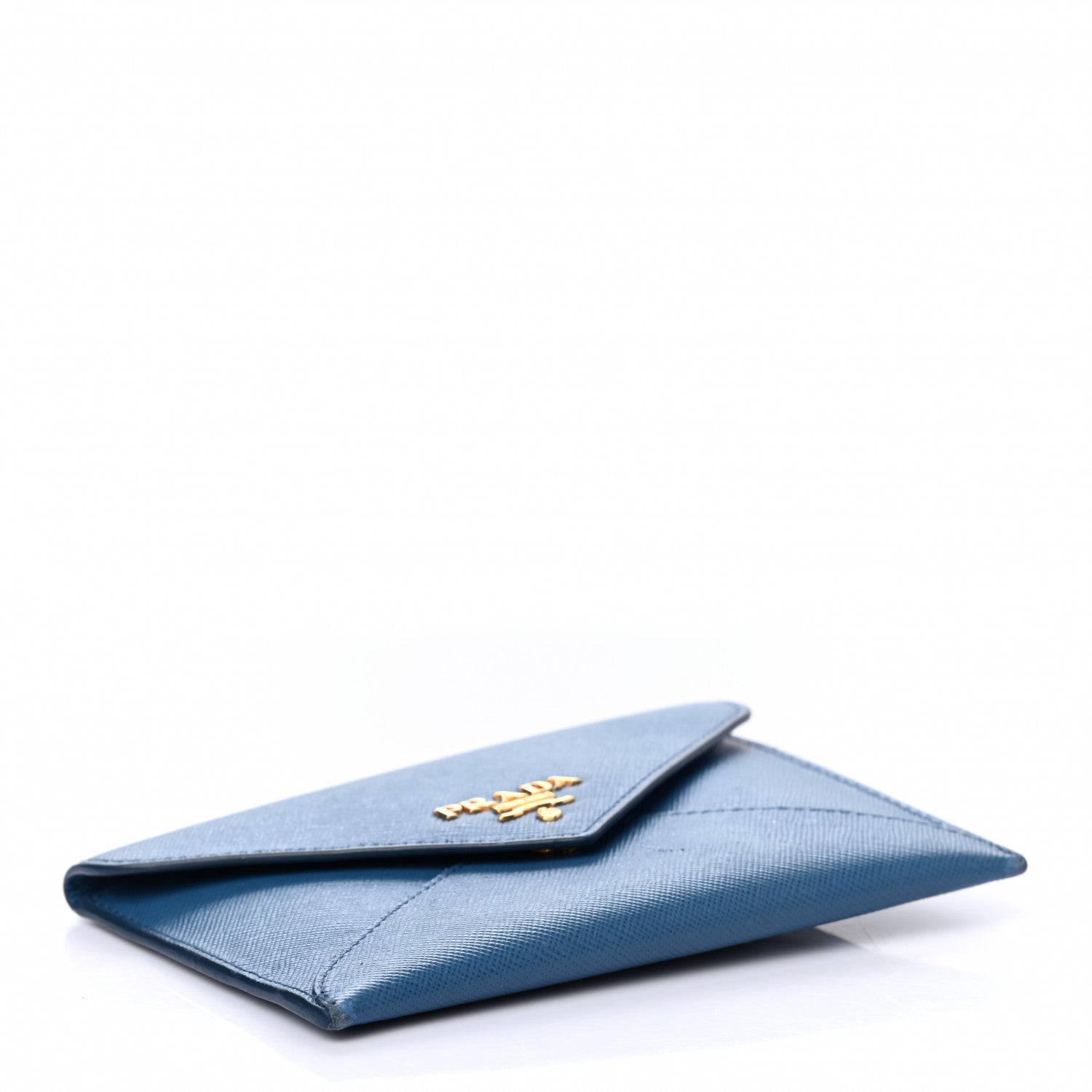 Prada Saffiano Metal Envelope Wallet Blue 4 of 7