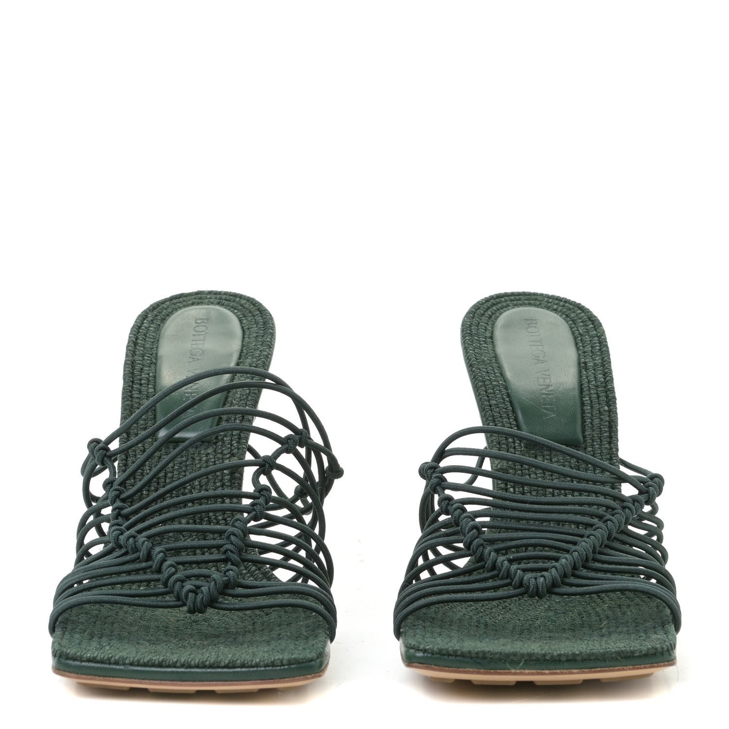 Raffia Elasticized Stretch Mule Sandals 37 Emerald Green