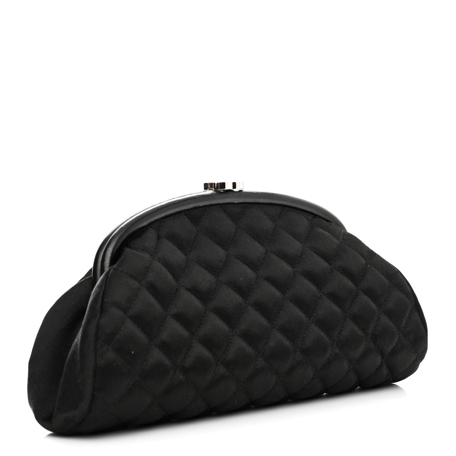 Chanel Satin Quilted Timeless Clutch Black 2 of 13
