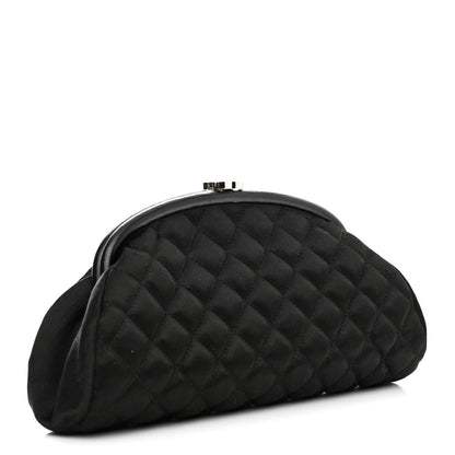 Chanel Satin Quilted Timeless Clutch Black 2 of 13