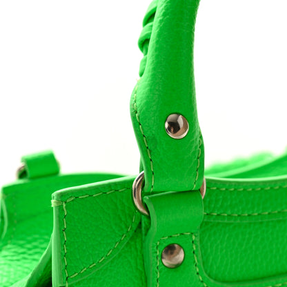Balenciaga Grained Calfskin Neo Classic Silver Hardware Mini City Fluo Green 10 of 10