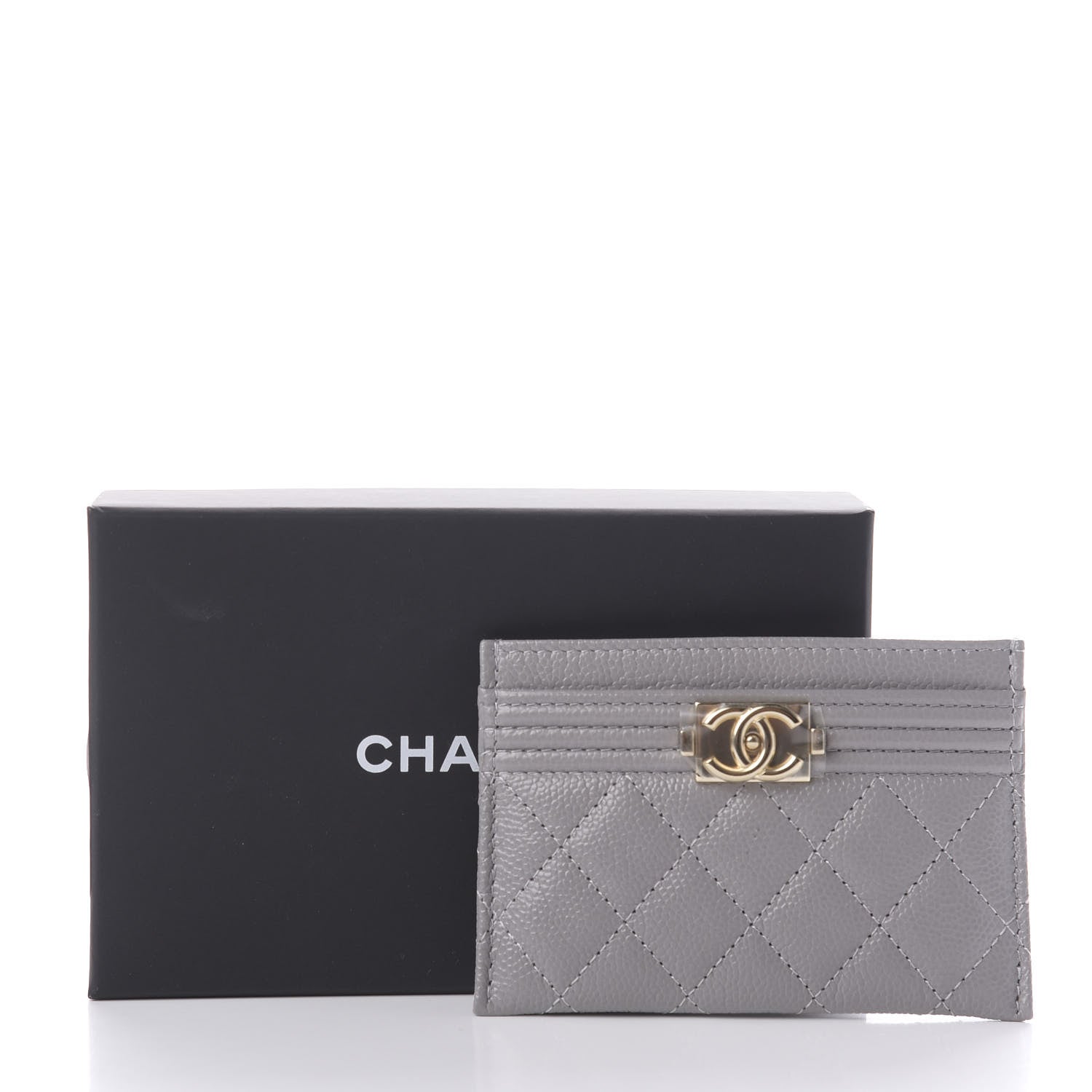 Chanel Caviar Quilted Boy Card Holder Grey 8 of 8