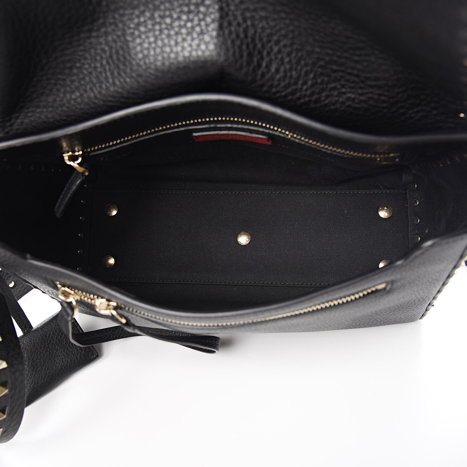 Valentino Garavani Pebbled Calfskin Rockstud Top Handle Shoulder Bag Black 5 of 9