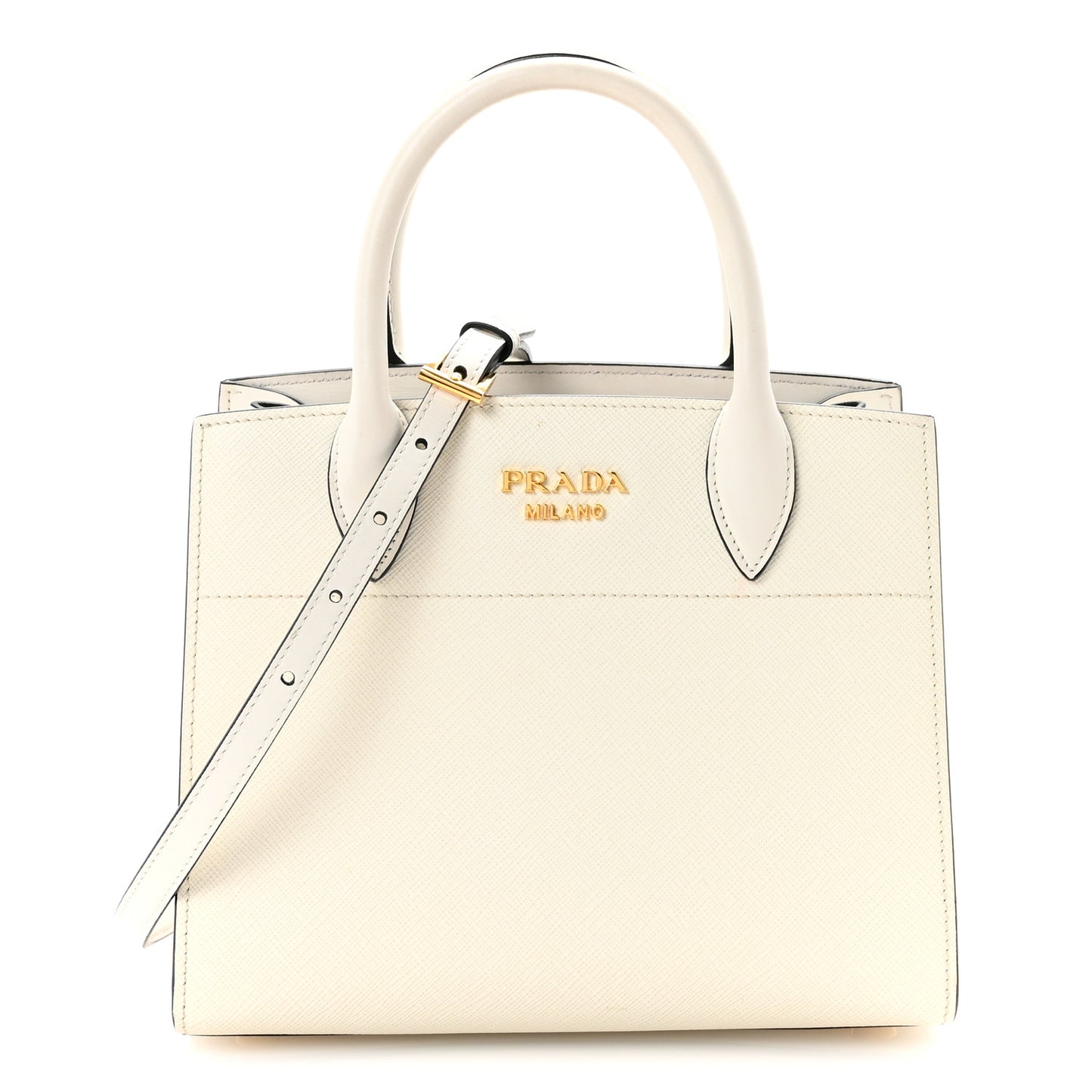 Saffiano City Calfskin Mini Bibliothèque Top Handle White Black