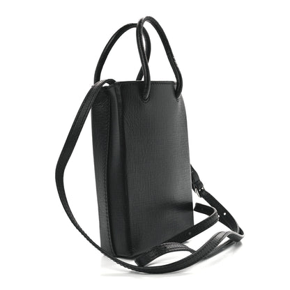 Balenciaga Squared Calfskin Logo Shopping Phone Holder Bag Black 3 of 11