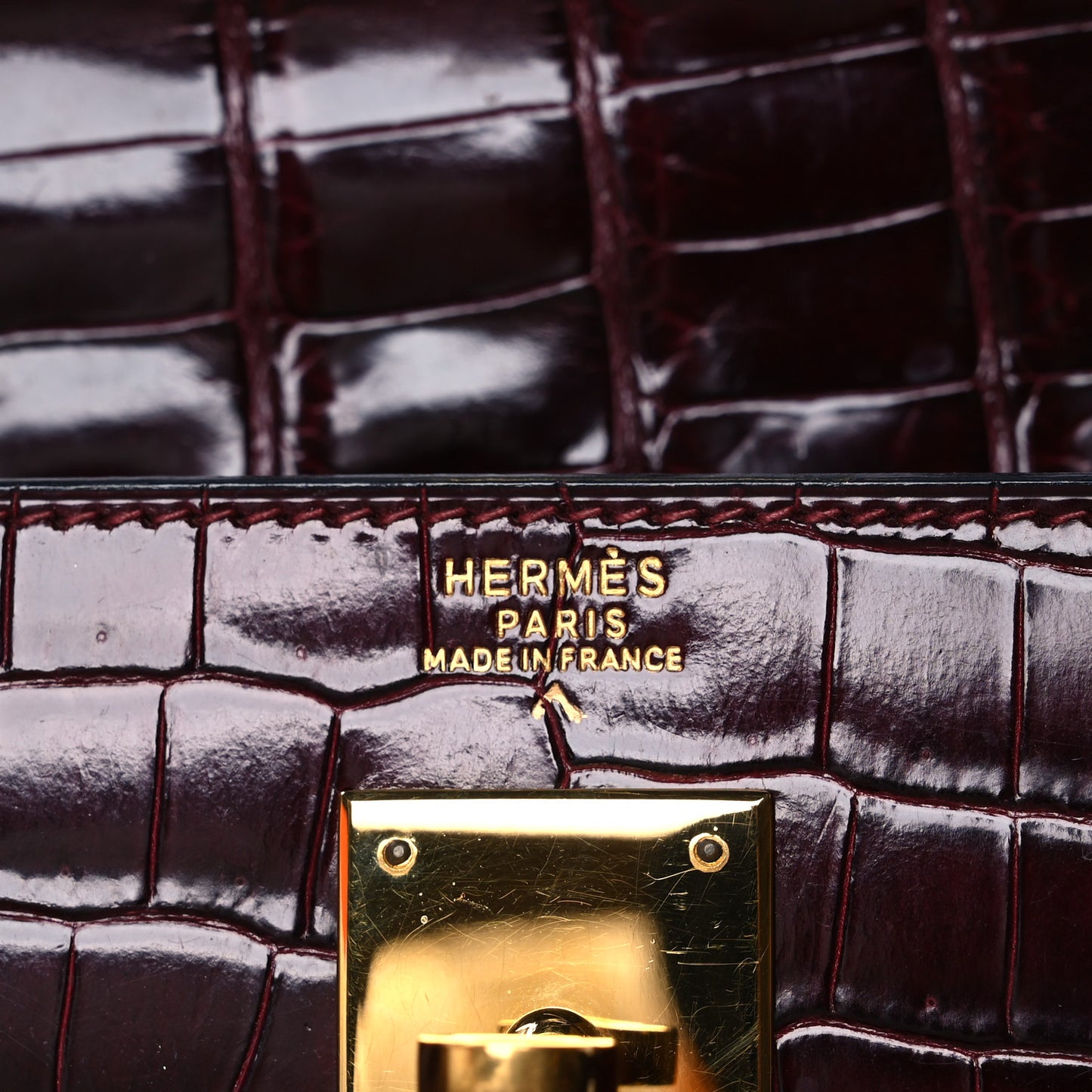 Shiny Porosus Crocodile Kelly Sellier 32 Rouge H