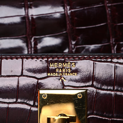Hermes Shiny Porosus Crocodile Kelly Sellier 32 Rouge H 6 of 16