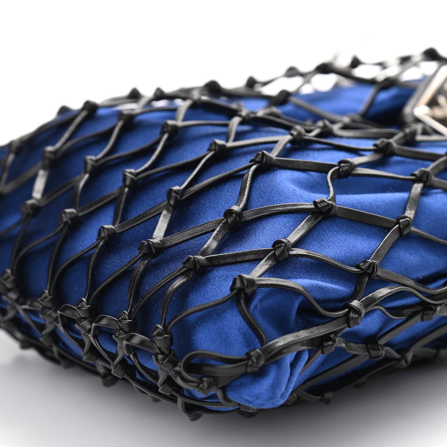 Prada Satin Net Chain Bag Blue Black 9 of 9