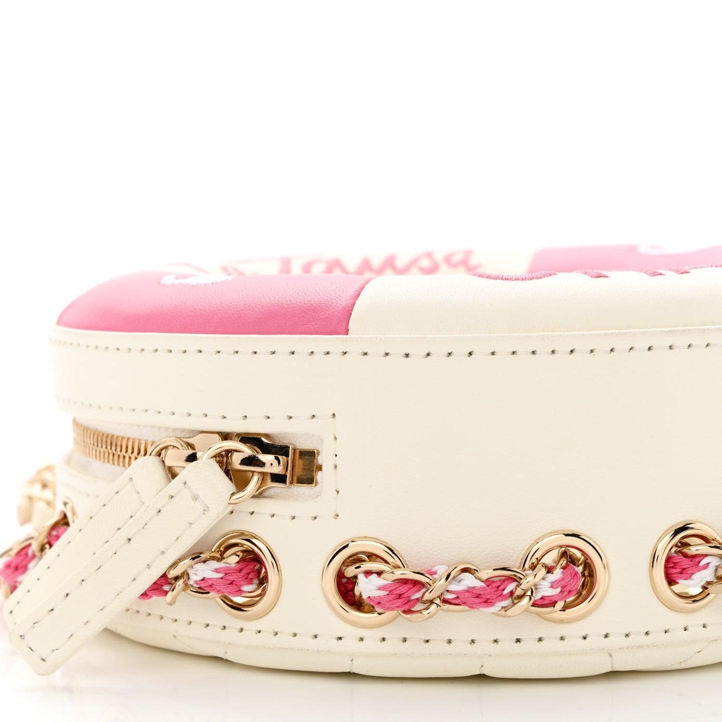 Lambskin Coco Lifesaver Round Bag Pink White