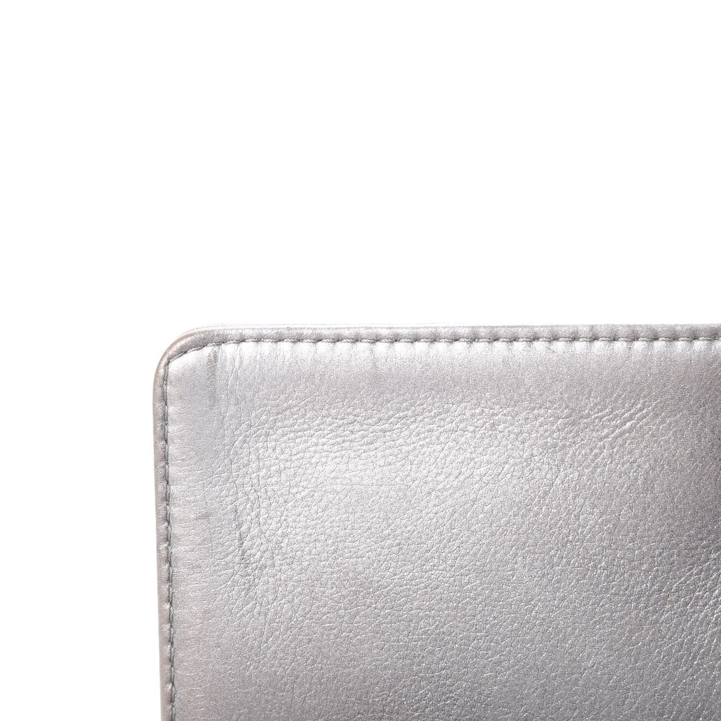 Metallic Calfskin Quilted Medium Boy Flap Silver