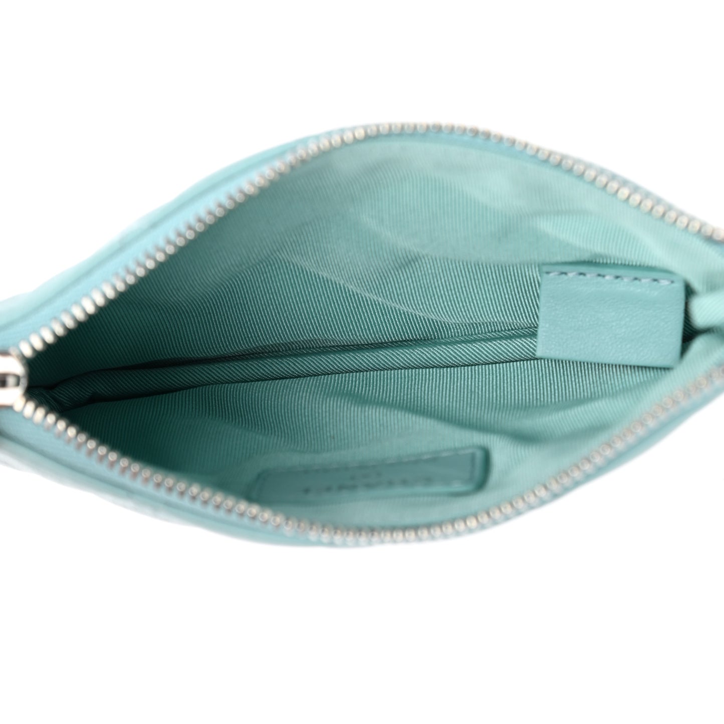 Lambskin Quilted Small Cosmetic Case Light Blue
