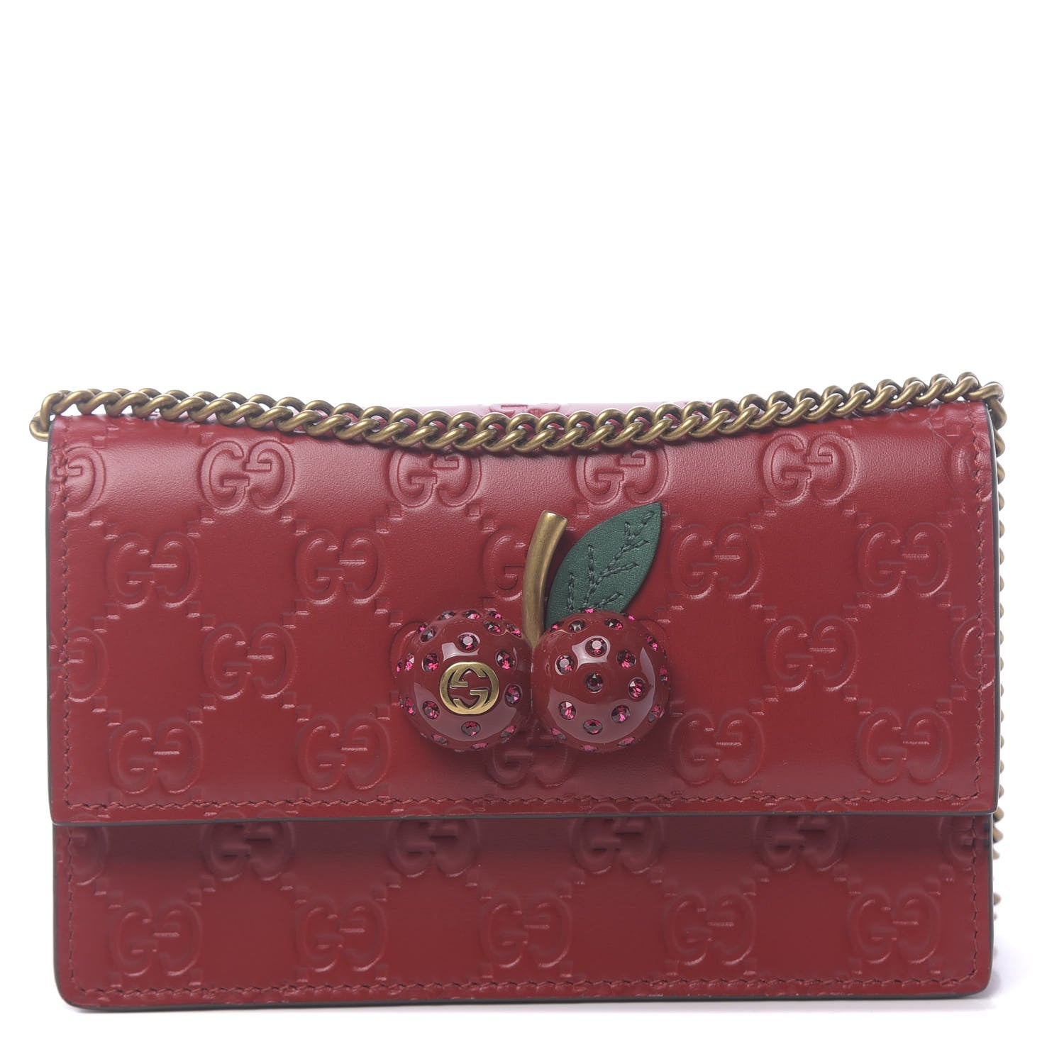 Gucci Guccissima Mini Cherry Chain Bag Hibiscus Red 1 of 9