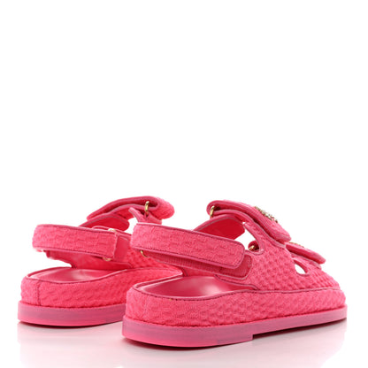 Chanel Knit Fabric Velcro Dad Sandals 36 Pink 4 of 9