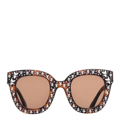 Gucci Acetate Stars Cat Eye Sunglasses GG0116S Havana 2 of 9