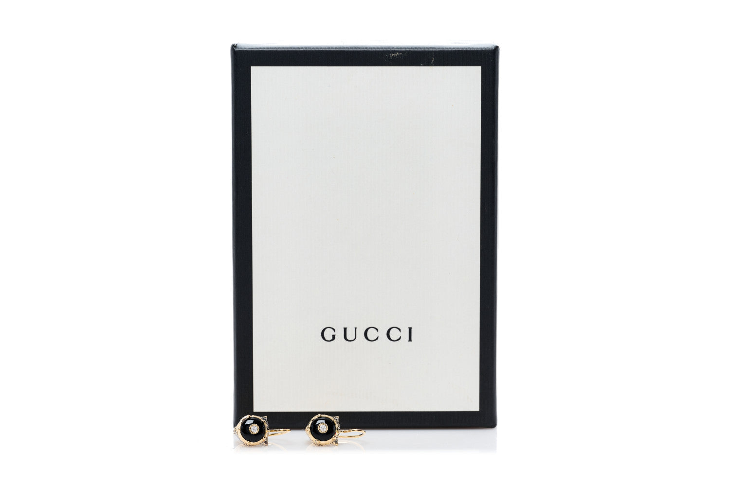 Gucci 18K Yellow Gold Diamond Black Onyx Le Marche Des Merveilles Feline Earrings 6 of 6