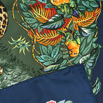 Hermes Silk Jungle Love Scarf 90 Marine Vert Orange 3 of 3