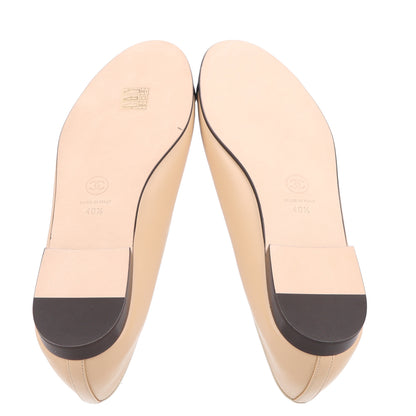 Chanel Lambskin Cap Toe CC Ballerina Flats 40.5 Beige Black 6 of 9