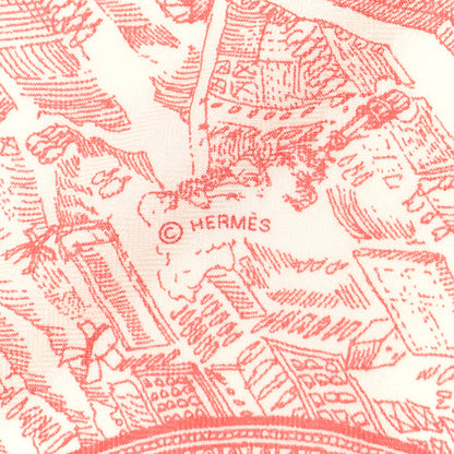 Hermes Cashmere Silk La Cite Cavaliere Shawl 140 Mauve Petrole Coral 4 of 5