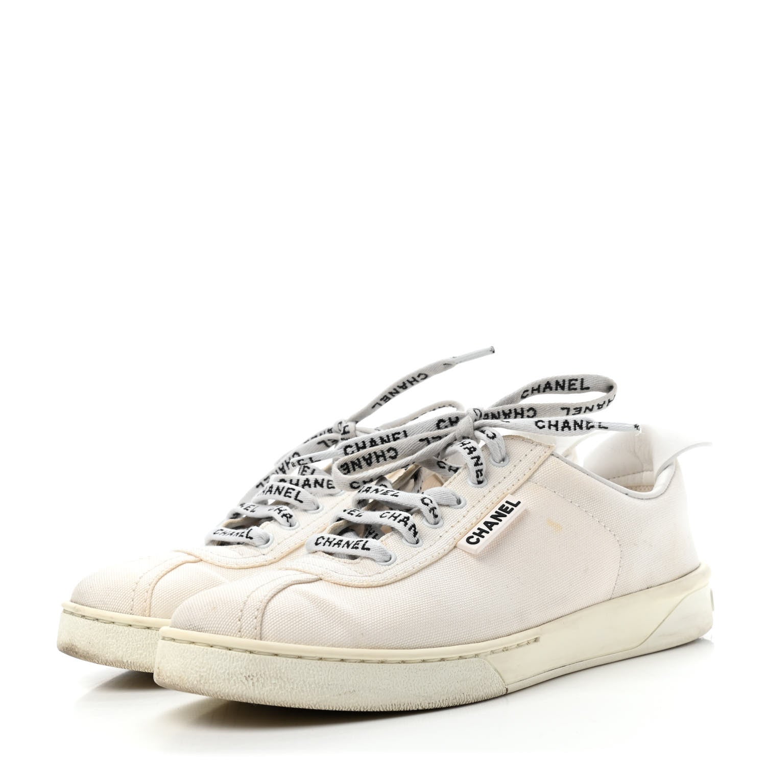 Chanel Canvas Womens Sneakers 37 Ivory 3 of 4