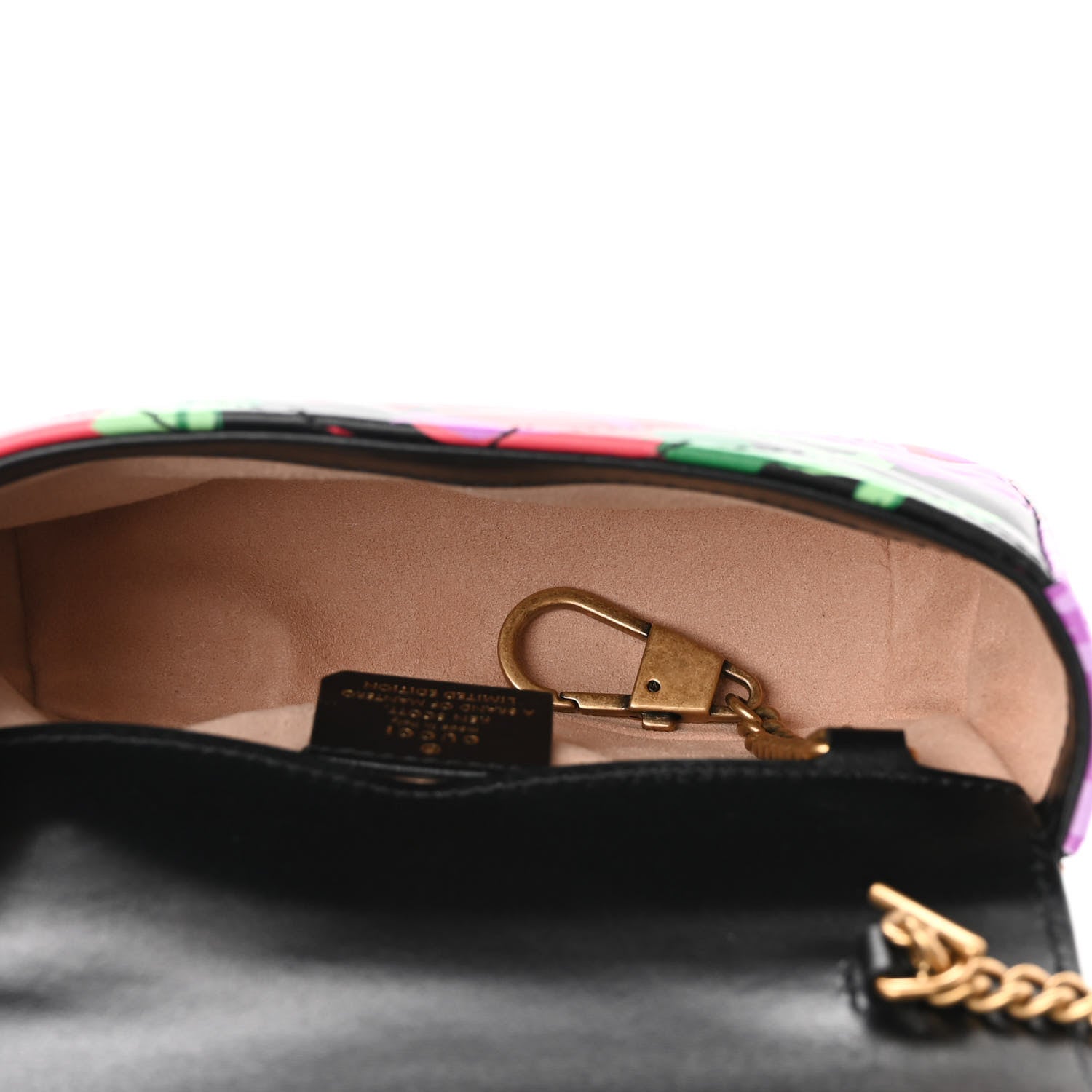 Gucci X KEN SCOTT Calfskin Matelasse Floral Print Super Mini GG Marmont Shoulder Bag Black 5 of 9