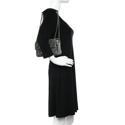 Fendi Chenille Vitello Seta FF Midi Chain Baguette Anthracite Asfalto 2 of 10