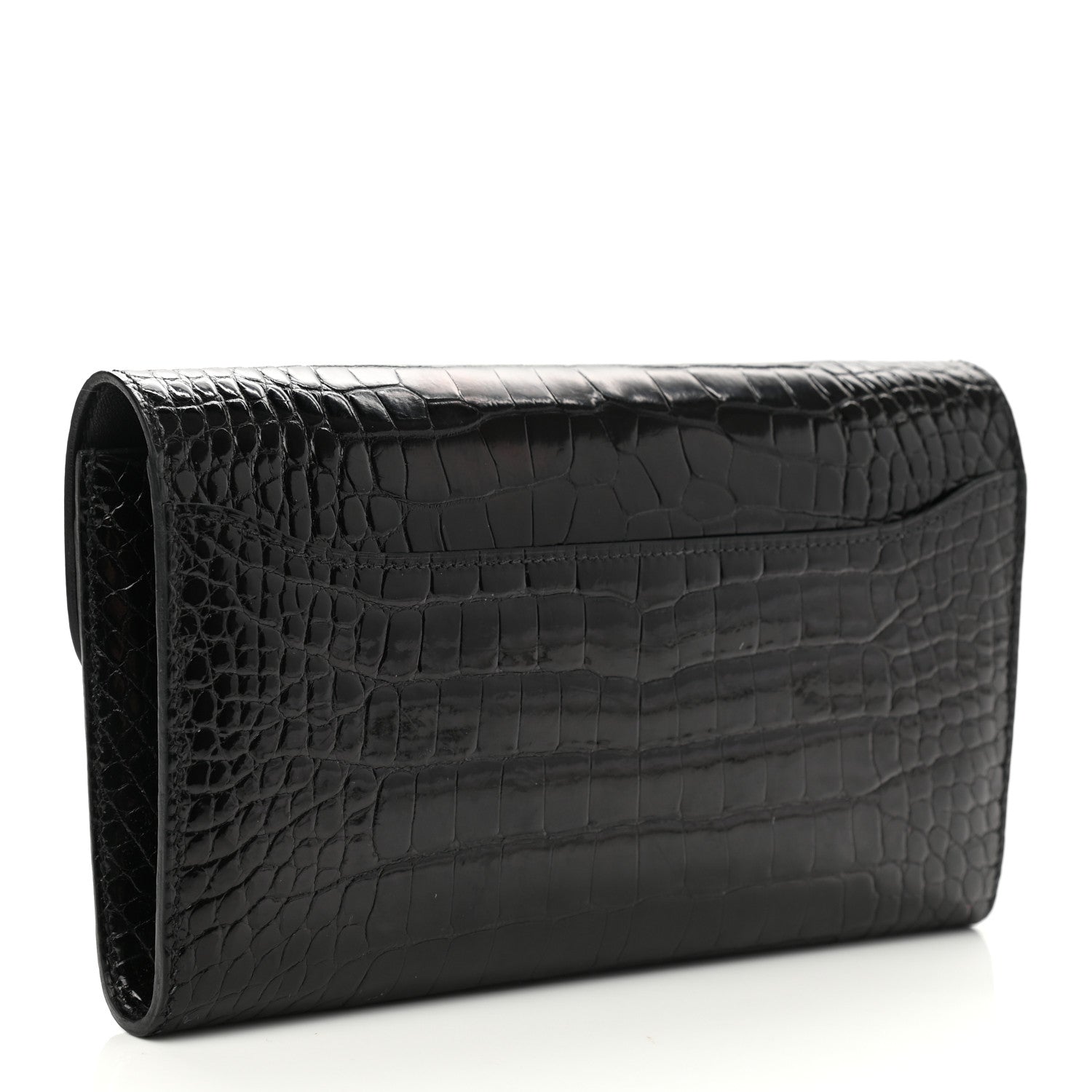 Hermes Shiny Alligator Constance Long Wallet Black 3 of 9