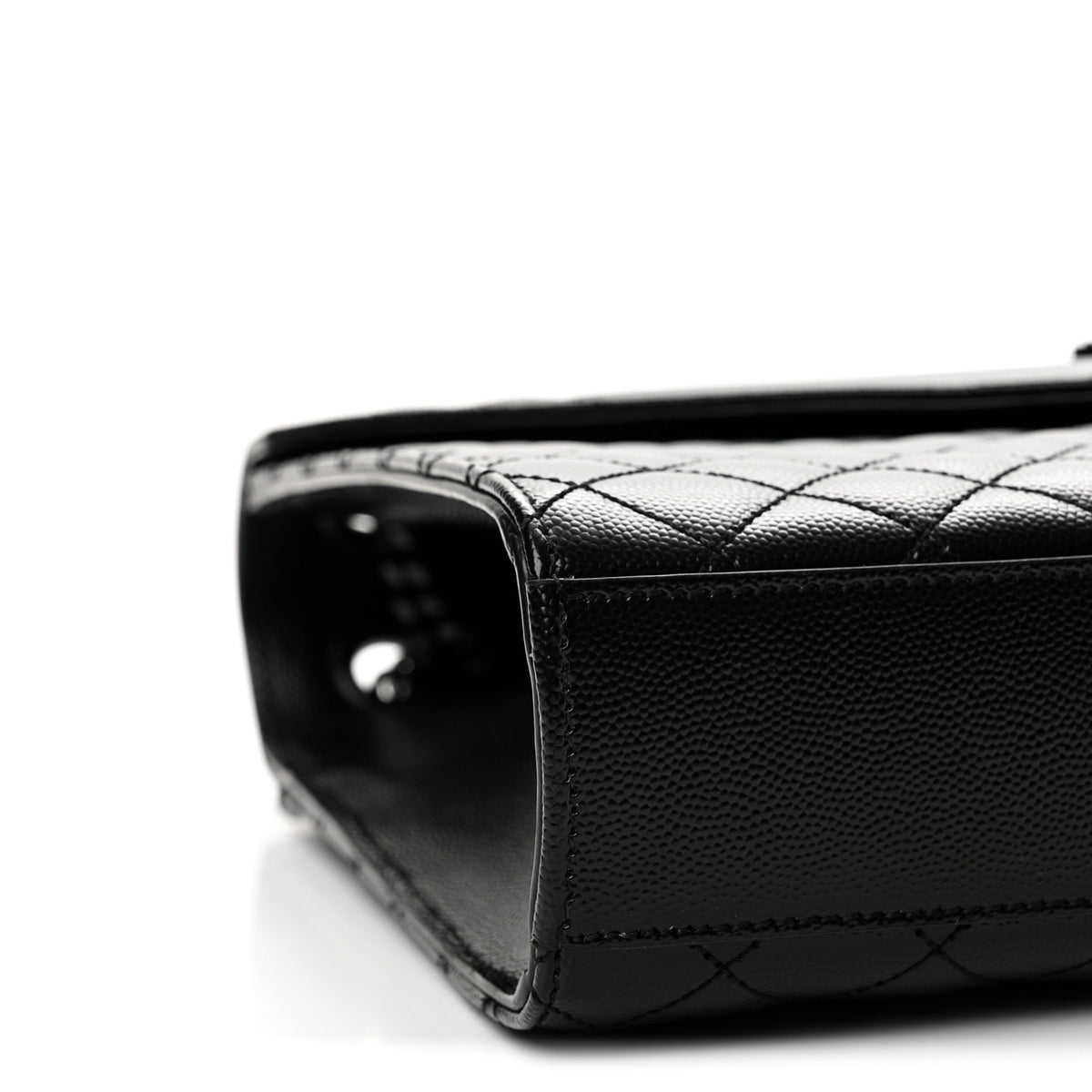 Grain De Poudre Textured Mixed Matelasse Large Triquilt Monogram Monochrome Satchel Black