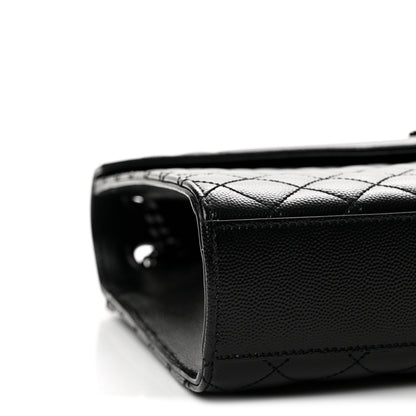 Saint Laurent Grain De Poudre Textured Mixed Matelasse Large Triquilt Monogram Monochrome Satchel Black 9 of 13