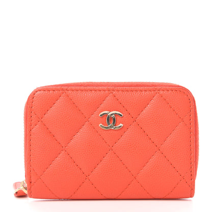 Chanel Caviar Quilted Zip Card Holder Orange 1 of 11