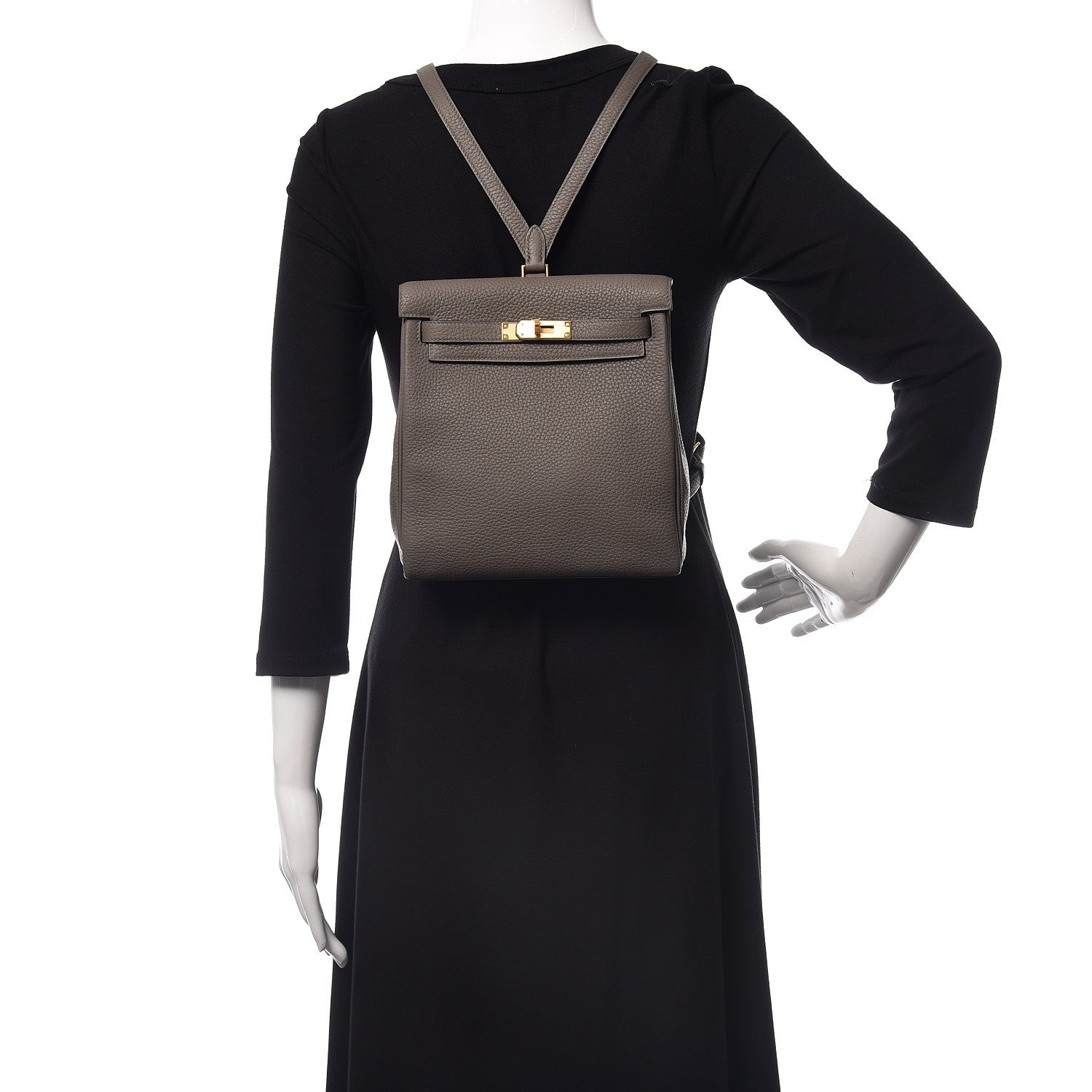 Hermes Taurillon Clemence Kelly Ado Backpack Etain 2 of 8