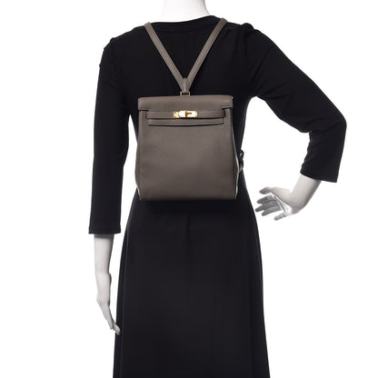 Hermes Taurillon Clemence Kelly Ado Backpack Etain 2 of 8