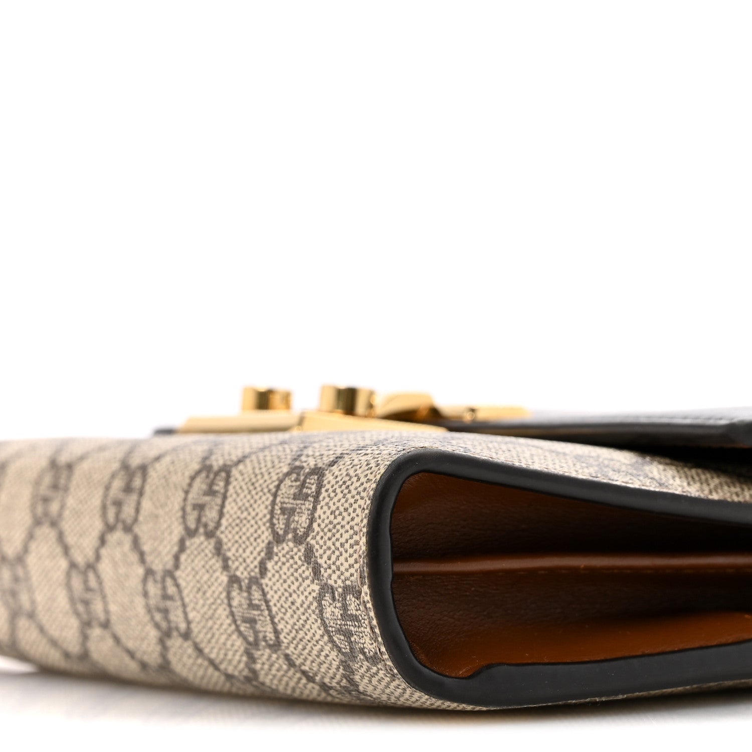 Gucci GG Supreme Monogram Calfskin Mini Padlock Shoulder Bag Beige Black Cuir 9 of 15
