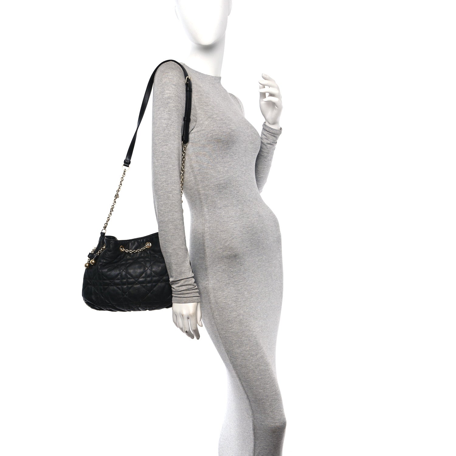 Christian Dior Lambskin Supple Macrocannage Medium Ammi Bag Black 2 of 11