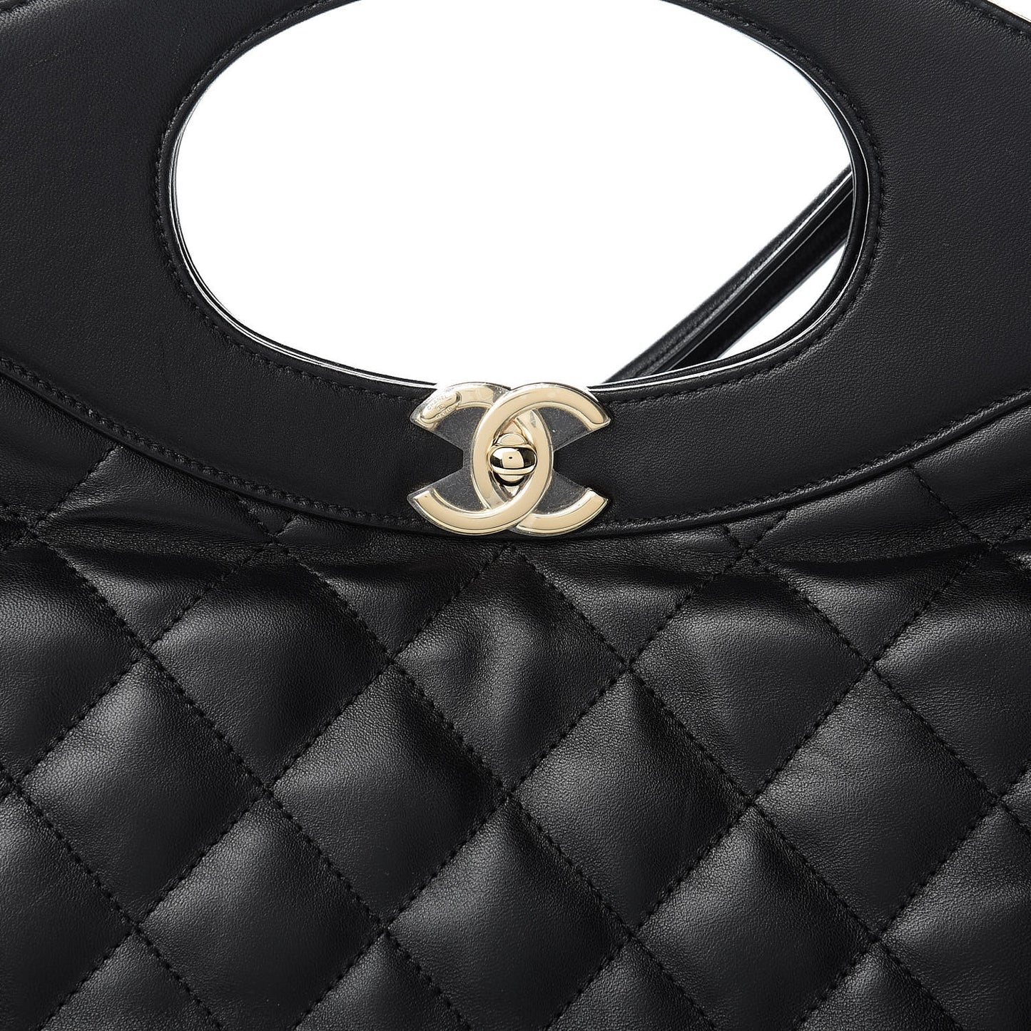 Lambskin Quilted Large 31 Shopping Bag Black