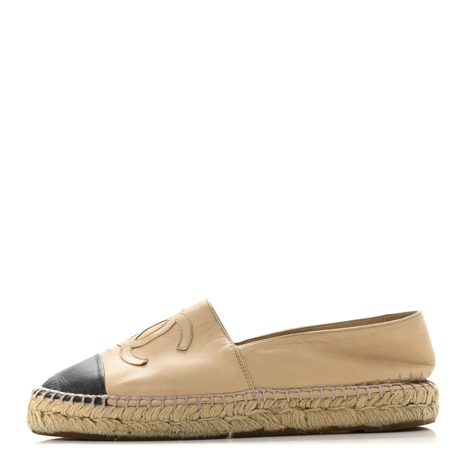 Chanel Lambskin CC Espadrilles 37 Beige Black 1 of 14