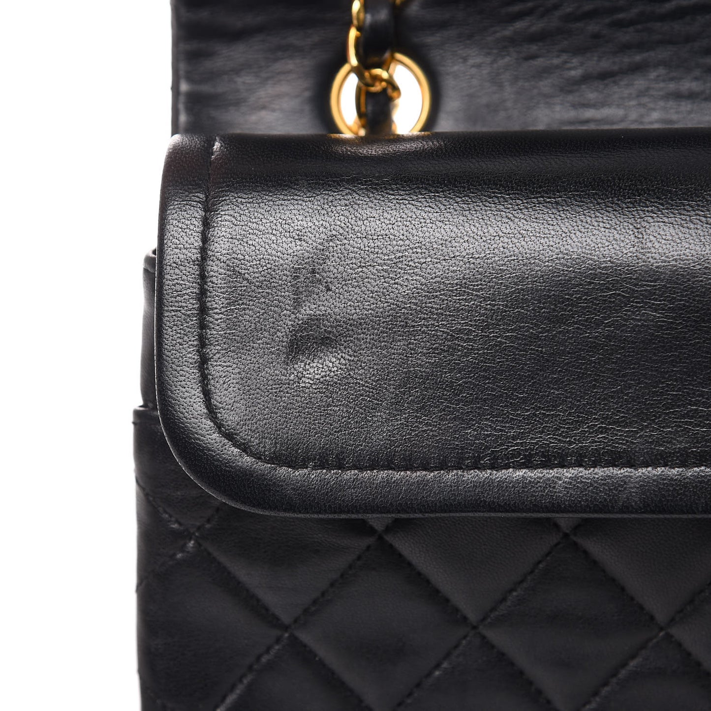 Lambskin Quilted Medium Double Flap Black