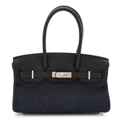 Hermes Toile Denim Swift Shoulder Birkin Light 29 Bleu Indigo 1 of 12