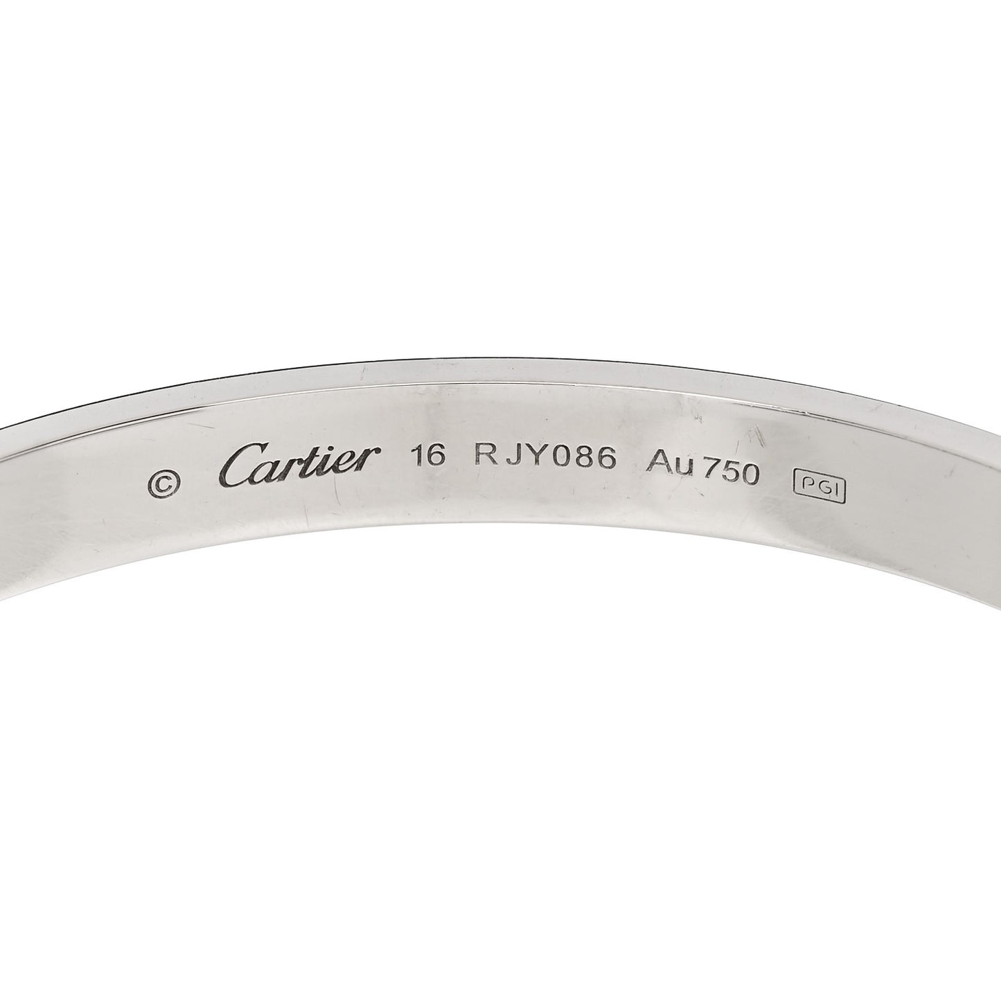 18K White Gold LOVE Cuff Bracelet 16
