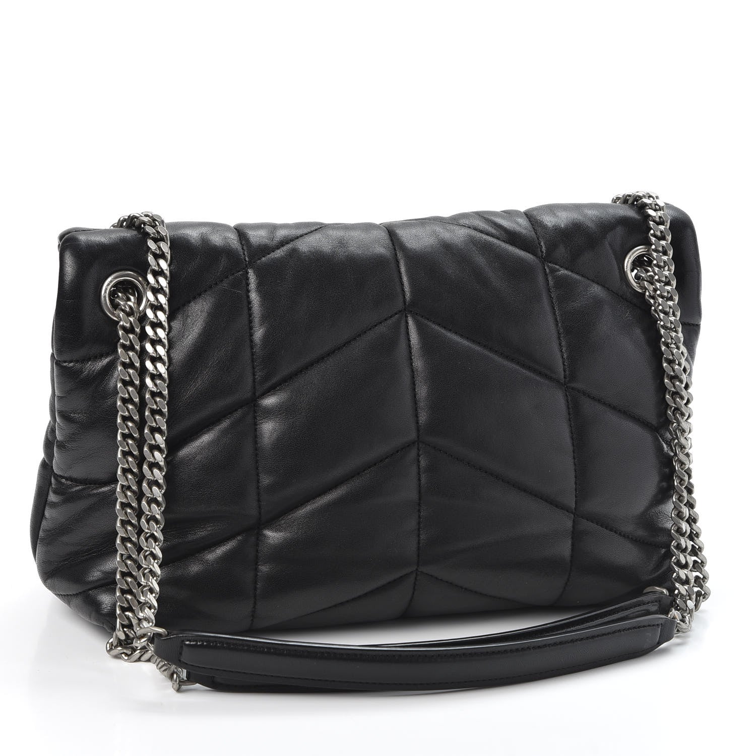 Saint Laurent Lambskin Quilted Small Loulou Puffer Monogram Chain Satchel Black 2 of 10