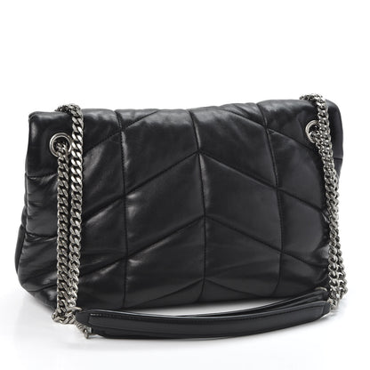 Saint Laurent Lambskin Quilted Small Loulou Puffer Monogram Chain Satchel Black 2 of 10