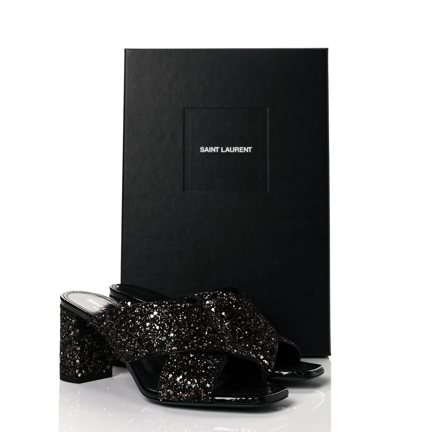 Glitter LouLou 70 Mule Sandals 36 Black Gold