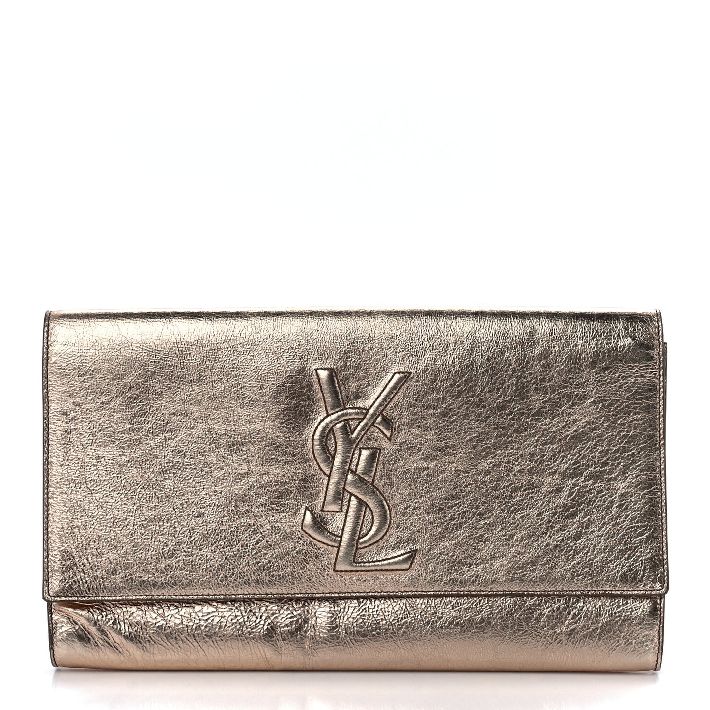 Metallic Calfskin Large Belle De Jour Clutch Rose Gold